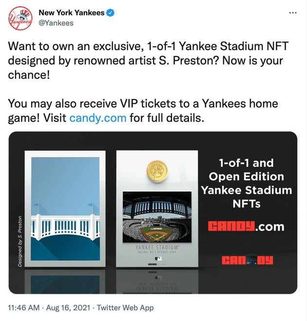 Twitter Announcement from the Yankees